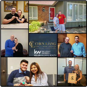 A collage of photos with a chen liang logo in the middle