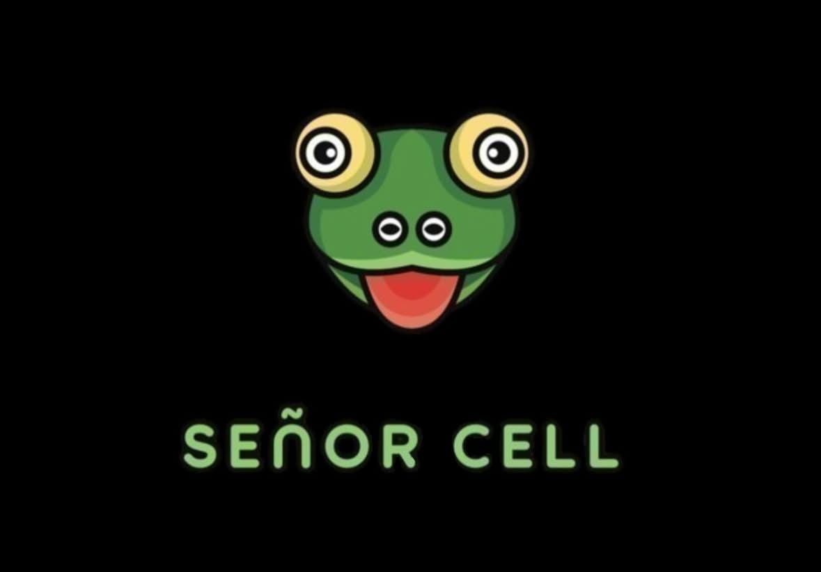 Green cartoon frog with bulging eyes and tongue out, with the text