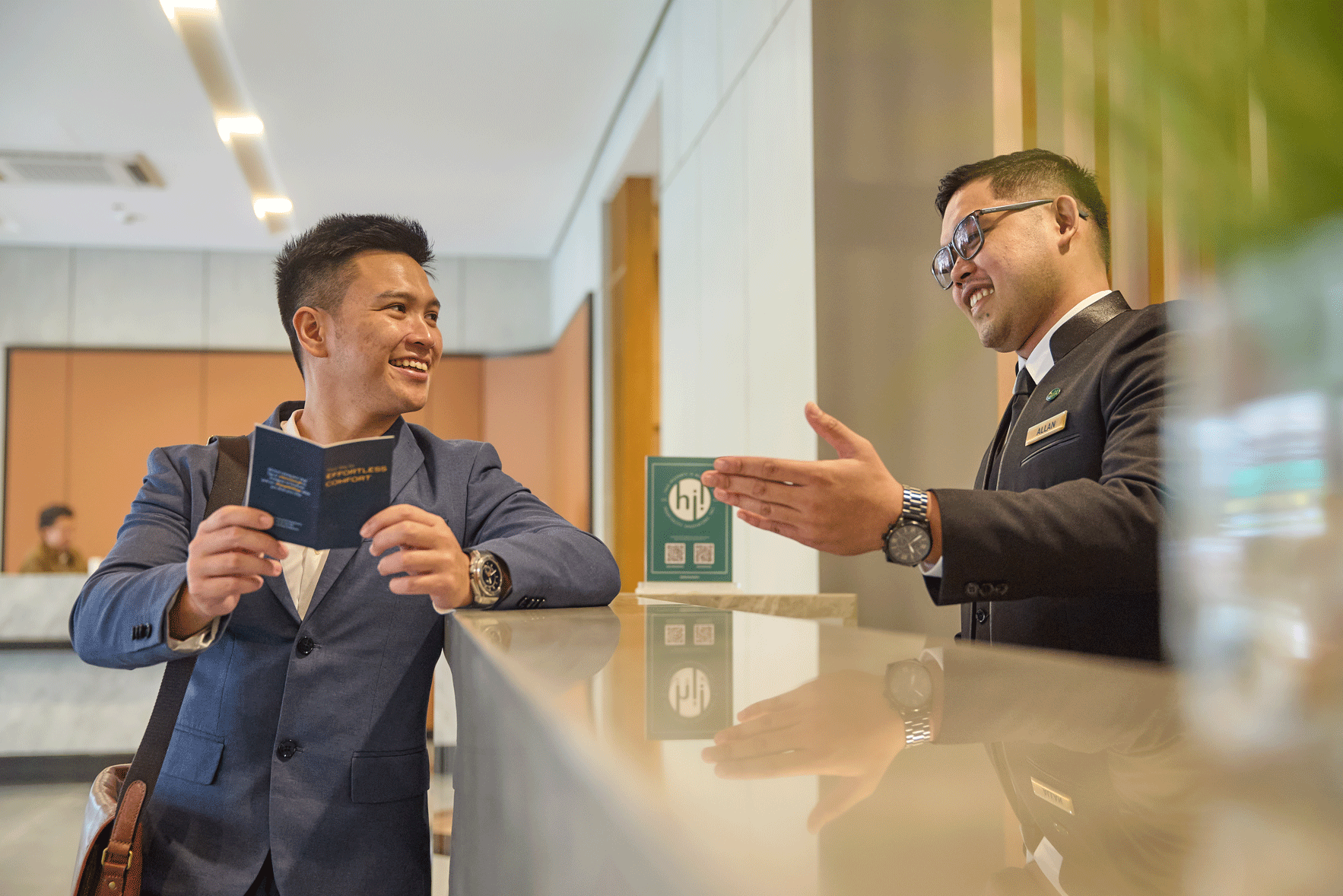 Warm welcome experience at our hotel near Greenhills front desk
