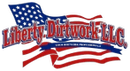 Liberty Dirtwork LLC logo with American flag in the background.