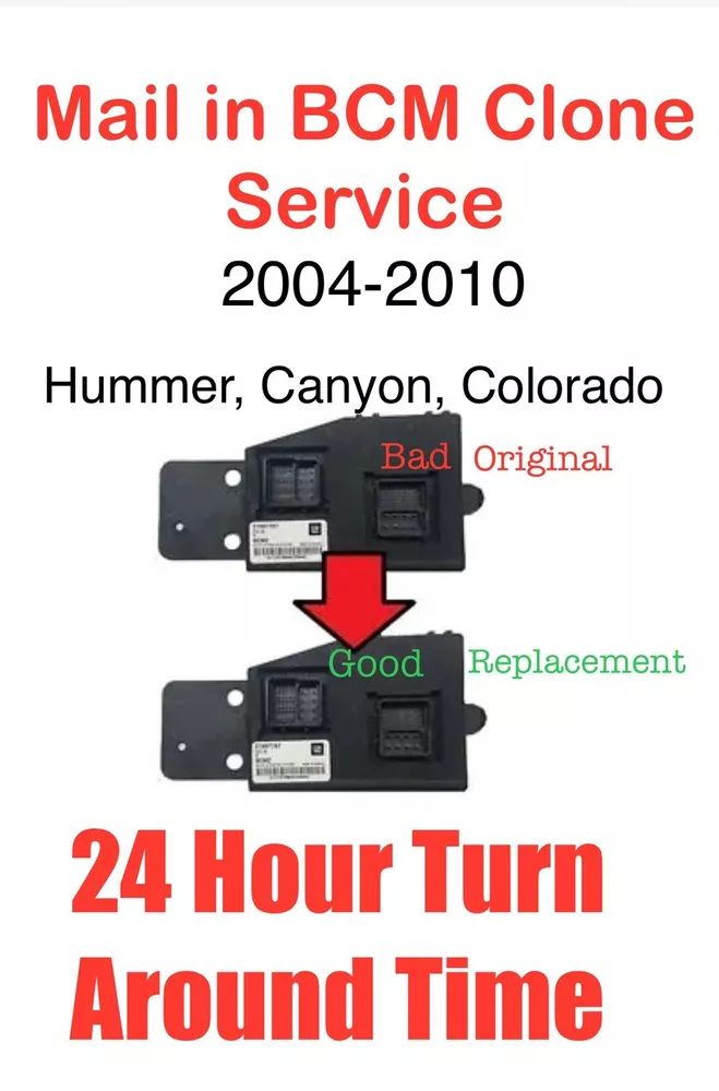 A poster that says mail in bcm clone service hummer canyon colorado 24 hour turn around time