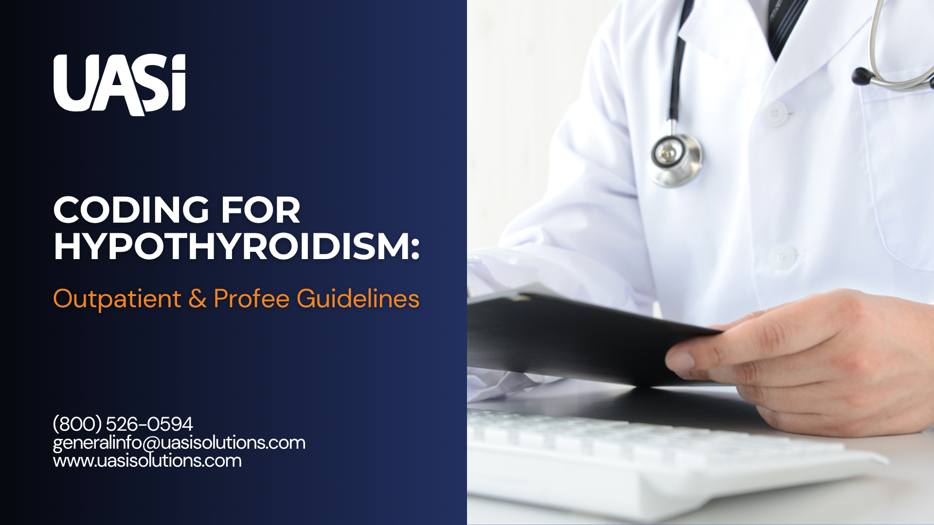 Title image for coding tip on hypothyroidism and a photo of a holding a chart