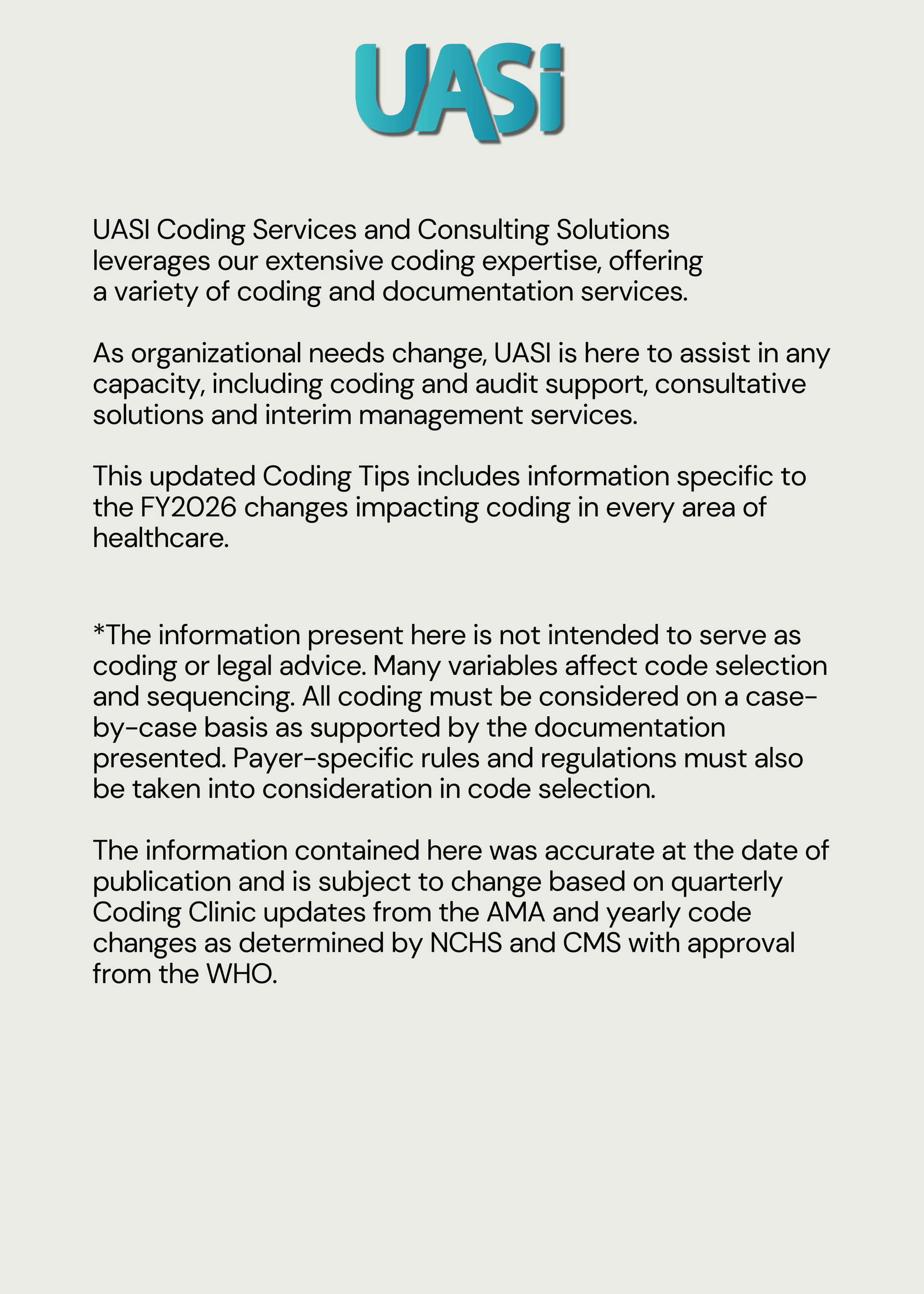 Preview page 2 of the UASI 2026 ICD-10 Coding Tip Book