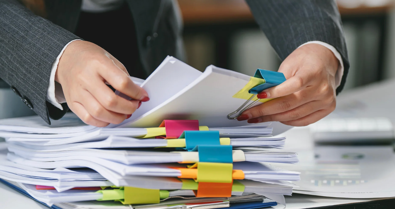 sifting through documents