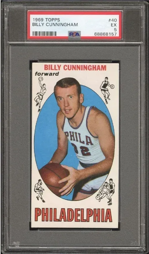 1969 Topps Billy Cunningham basketball card in a PSA holder