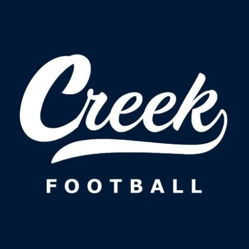 A white logo on a dark blue background reads