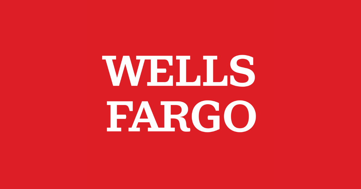 The Wells Fargo logo featuring white text on a red background.