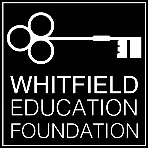 Logo featuring a white outline of a key above the white text