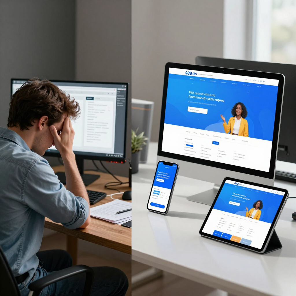 A comparison of DIY website building vs professional web design services.
