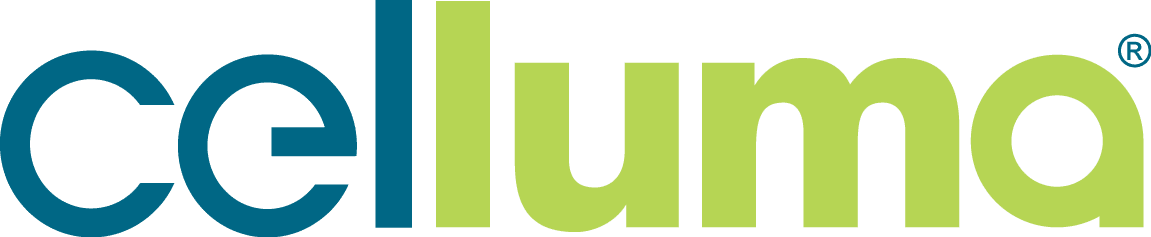 The celluma logo is blue and green on a white background.