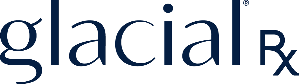 Glacial Rx logo in blue text on a white background