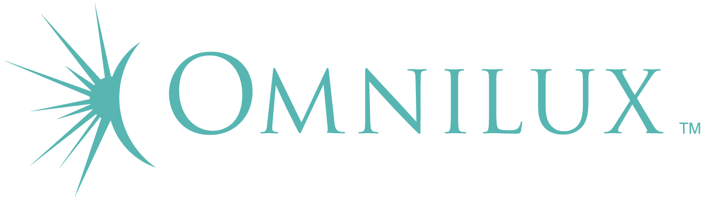 Omnilux logo in teal with a starburst icon on a white background