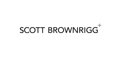 The logo for scott brownrigg is on a white background.