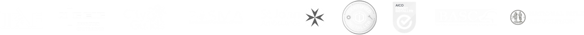A row of logos on a white background including city guilds , pasma , and eca.