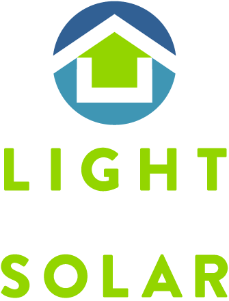 A blue and green logo for lighthouse solar