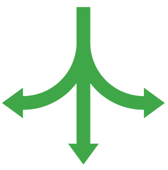 A green arrow pointing in different directions on a white background. A green arrow pointing in different directions on a white background.