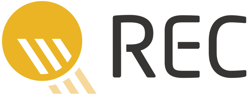 A yellow circle with the word rec on it A yellow circle with the word rec on it