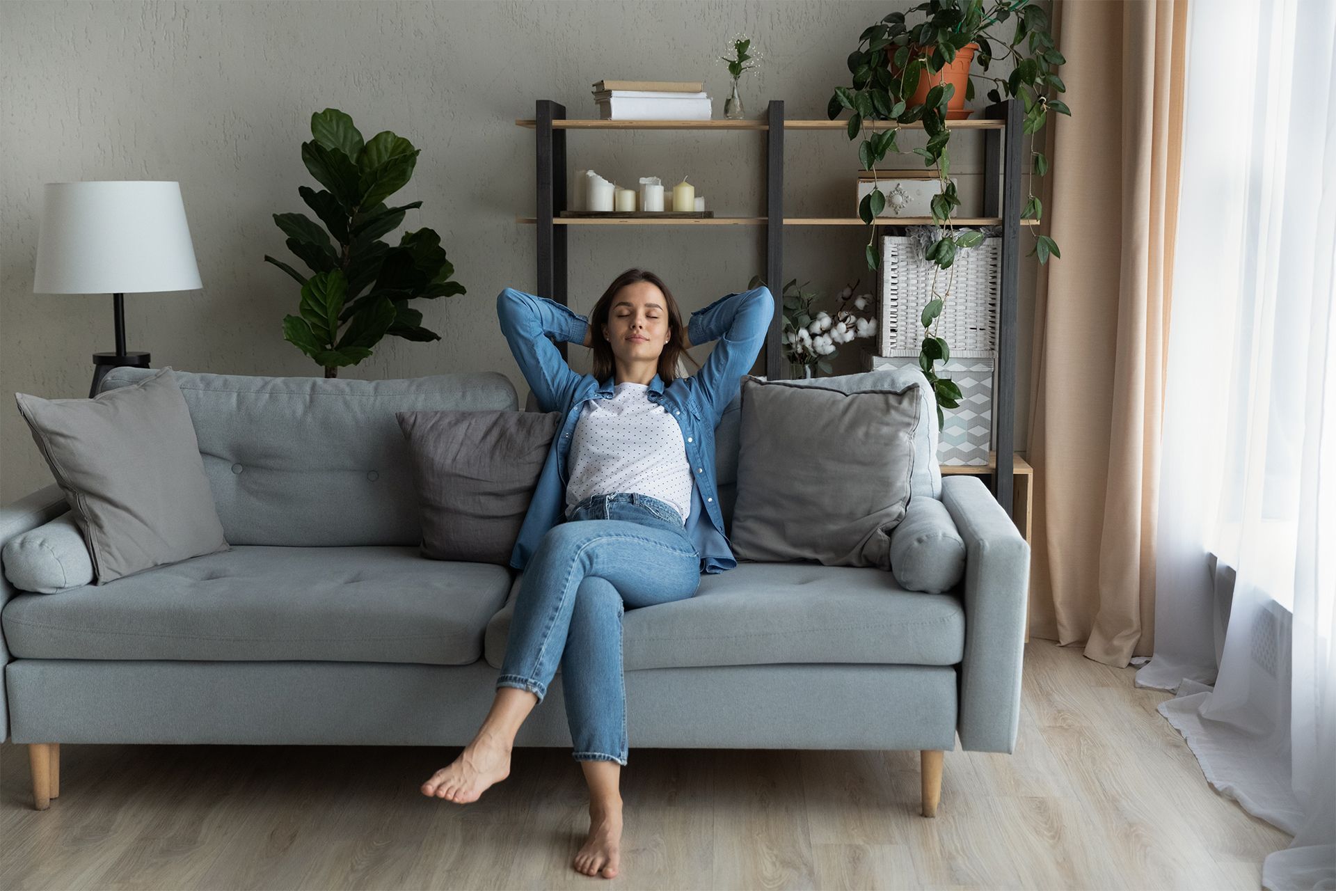 Woman Relaxing on Couch