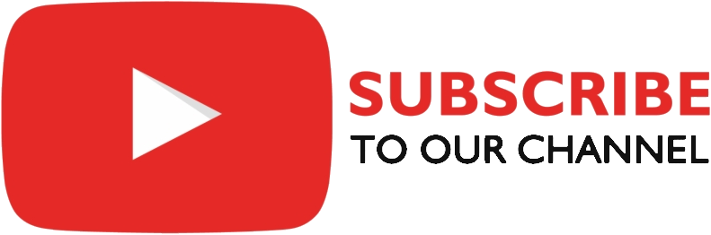 Red YouTube subscribe button with white play icon and “SUBSCRIBE TO OUR CHANNEL” text