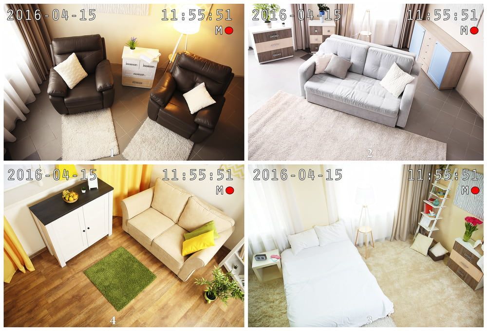 A Collage of Four Pictures of a Living Room and Bedroom — SEP Electrical Pty Ltd in Towradgi, NSW