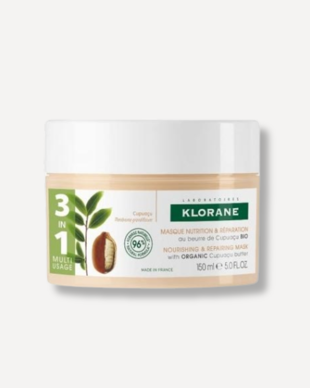 Klorane – Masque Réparation 3 en 1 au Cupuaçu BIO – Cheveux Très Secs – 150 ml