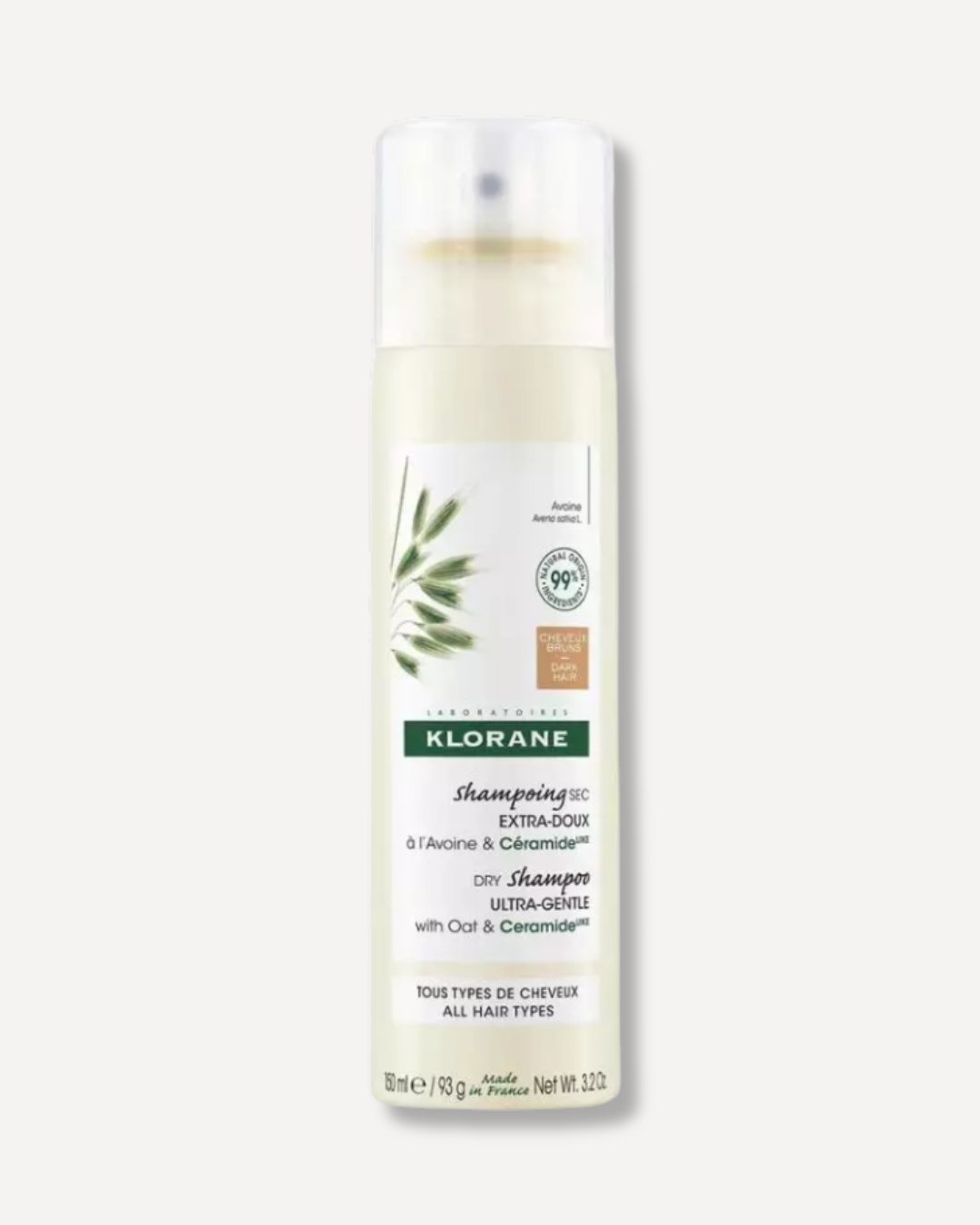 Klorane – Shampooing Sec Teinté au Lait d’Avoine – Cheveux Châtains à Bruns – 150 ml