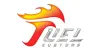 Stylized orange-red flame logo with silver Arabic text below