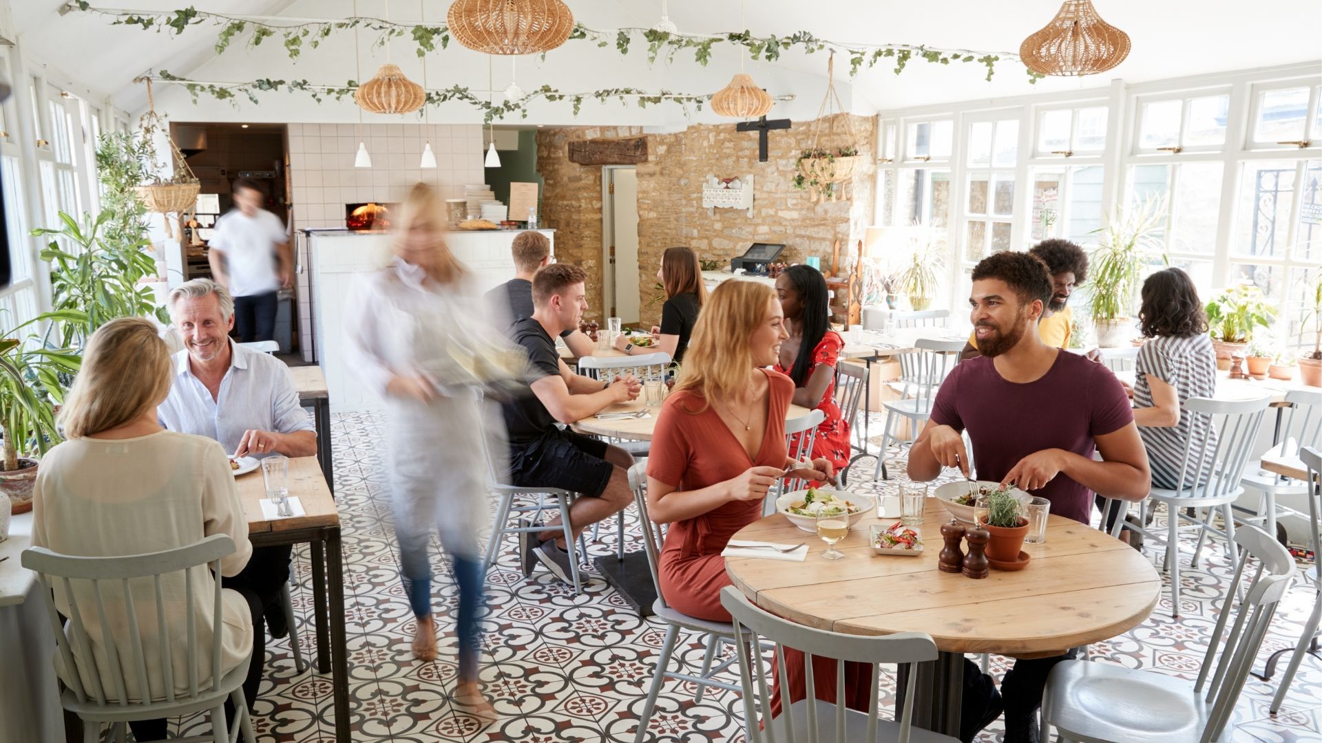 A restaurant full of customers who decided to eat there becuase of their Google Business Page
