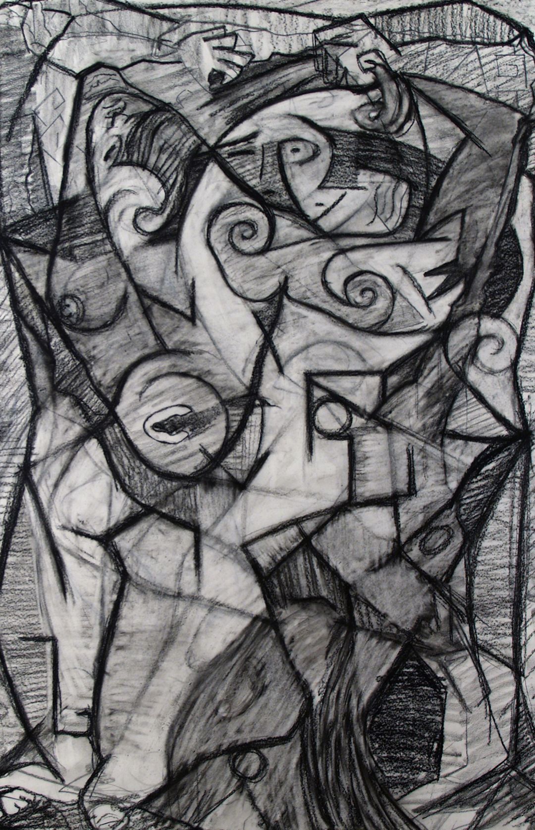 Apollo & Daphne | Abstract Charcoal Drawing  by John Varriano