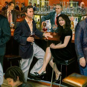 Bar At The Four Seasons | Figurative Oil Painting In Situ