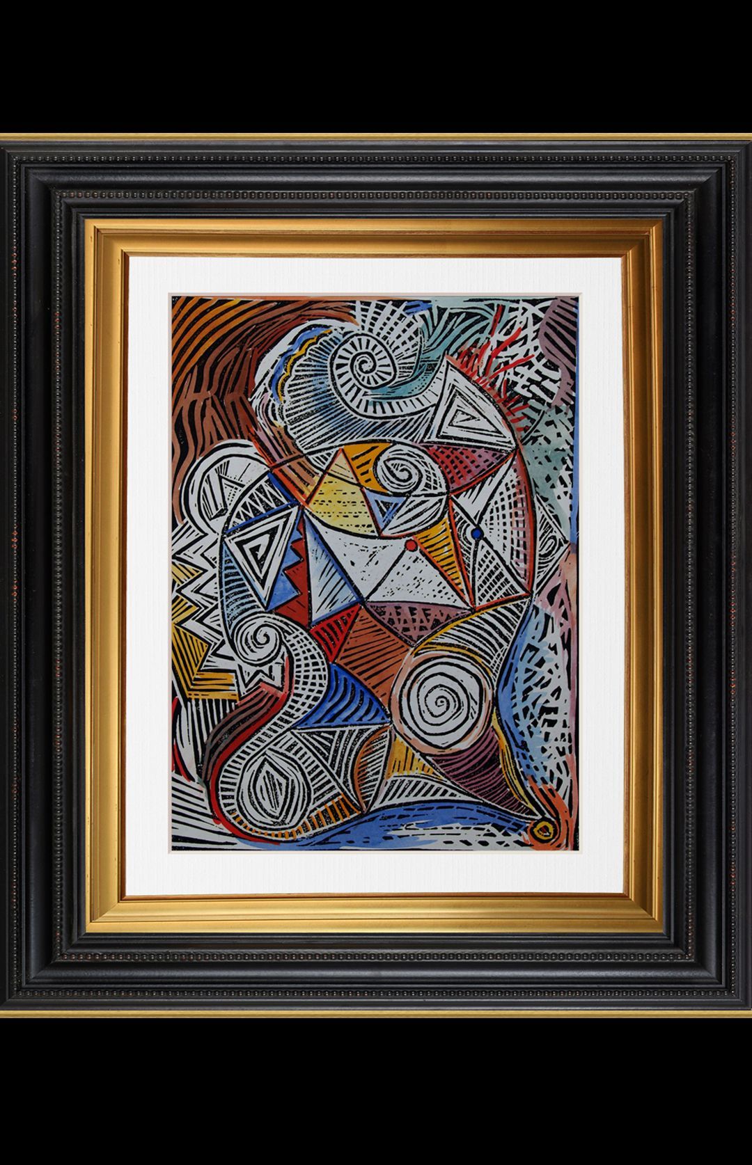 Cave Block # 4 | Abstract Linoleum Block Print  by John Varriano
