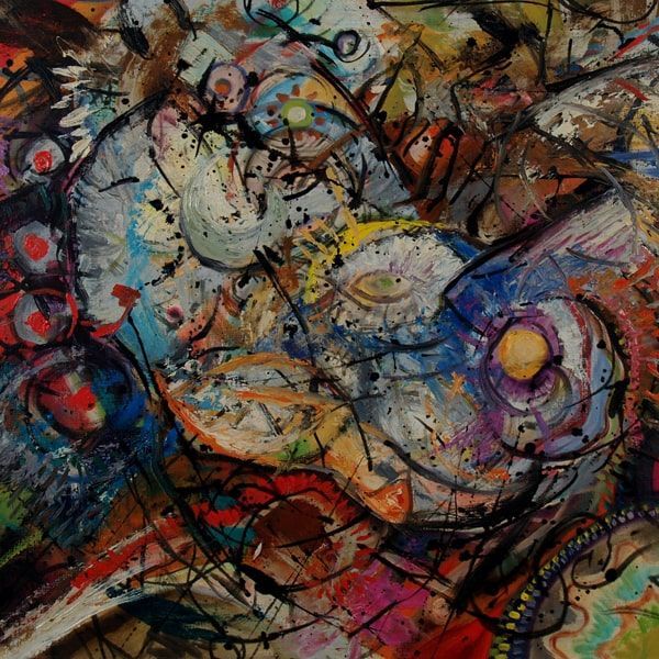 Conception an abstract oil painting (detail view) by artist John Varriano
