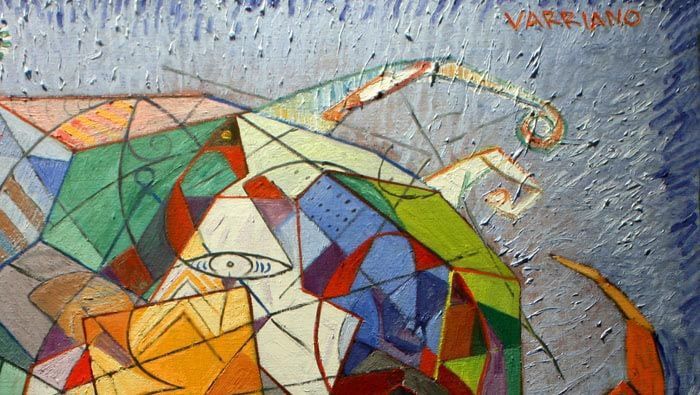 Crab an abstract oil painting (detail view) by artist John Varriano