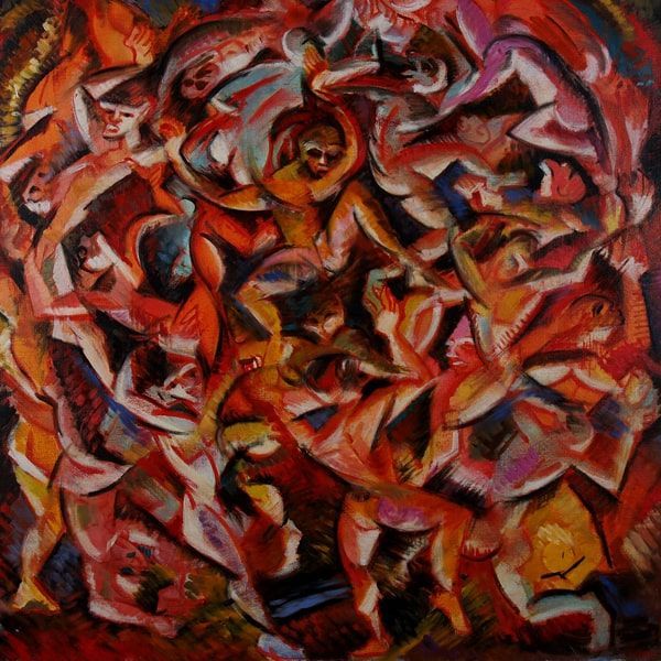 Dance of the Damened an abstract oil painting (detail view) by artist John Varriano