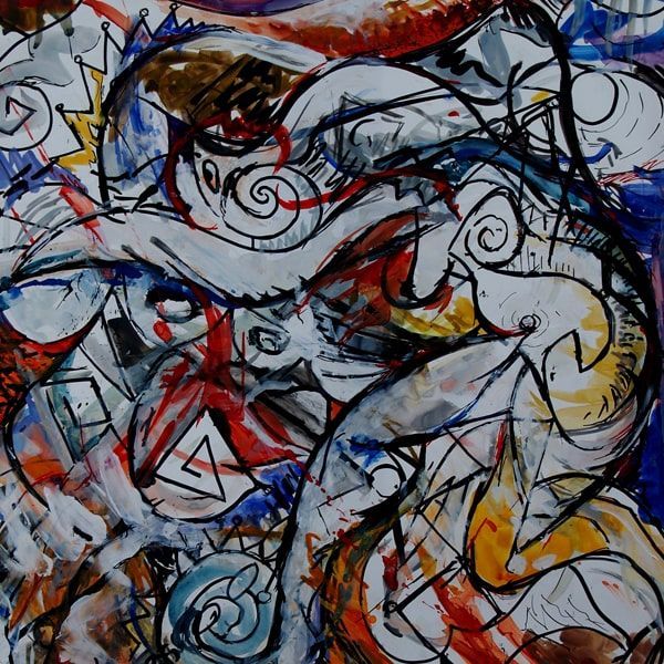 Sea Nymph #7 abstract watercolor (detail view) by artist John Varriano