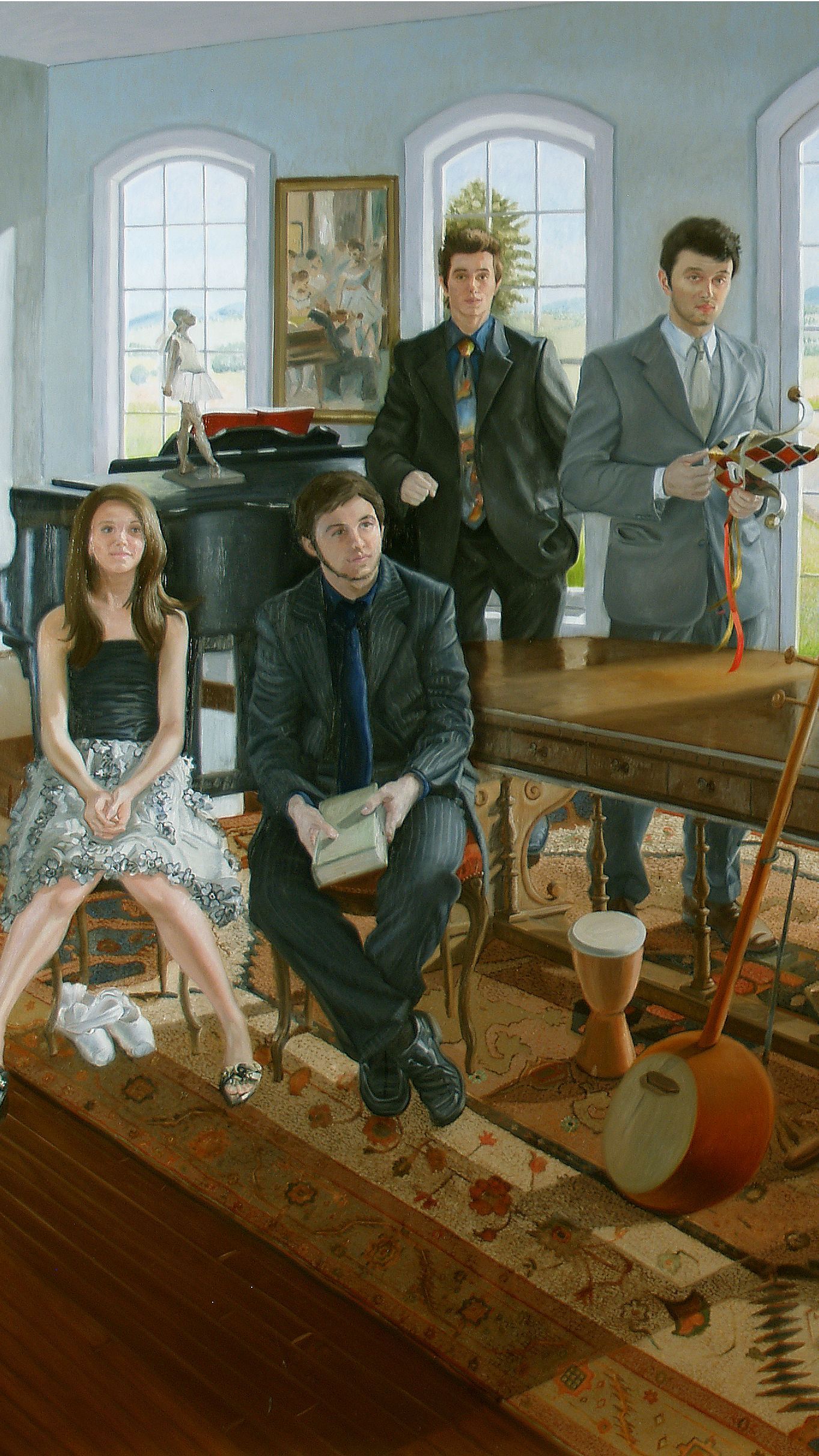 the cappuccino family | figurative oil painting by John Varriano
