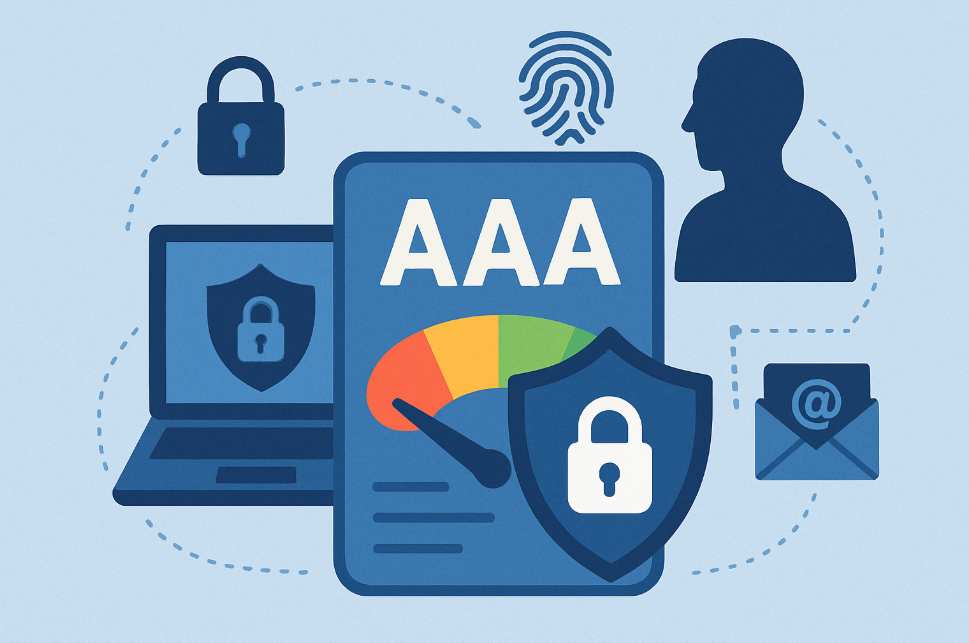 Cybersecurity icons shield, lock, fingerprint, and