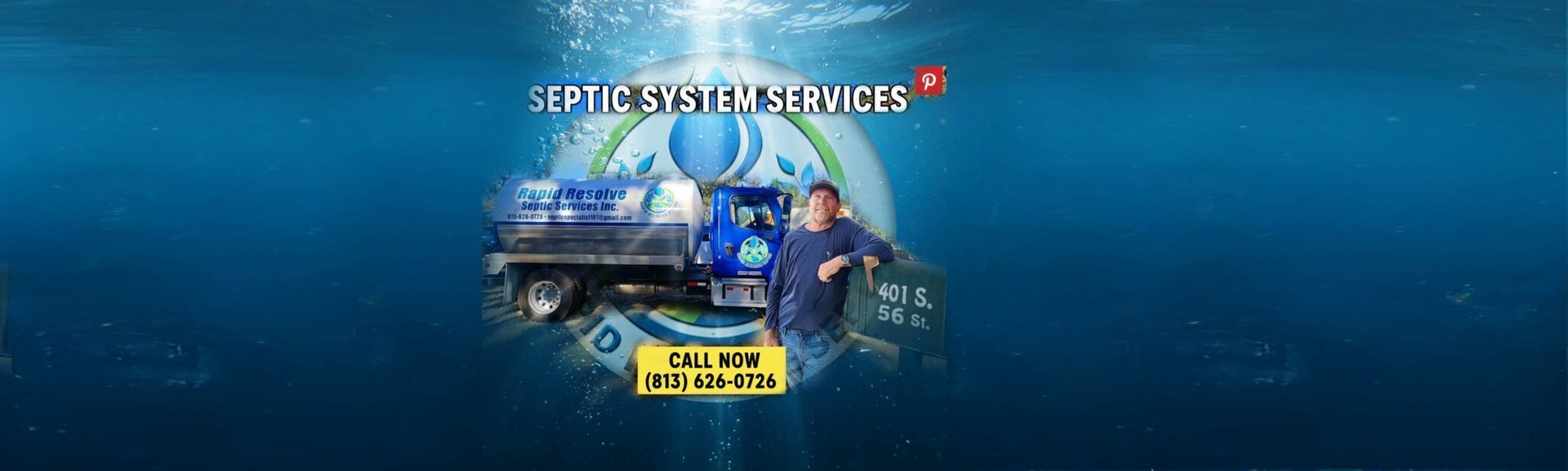 Blue underwater scene with a car, scuba diver, and promotional text, like a movie poster