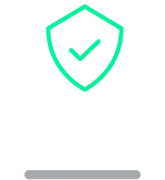 Green shield with a checkmark, symbolizing security.