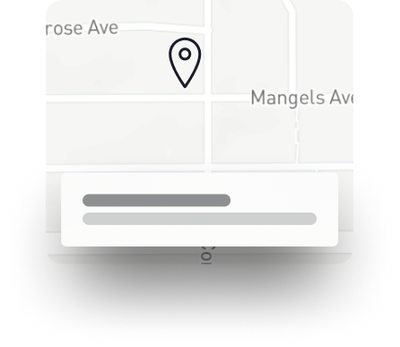 Map with a location marker, loading progress bars at the bottom.