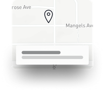 Map with a location marker, loading progress bars at the bottom.