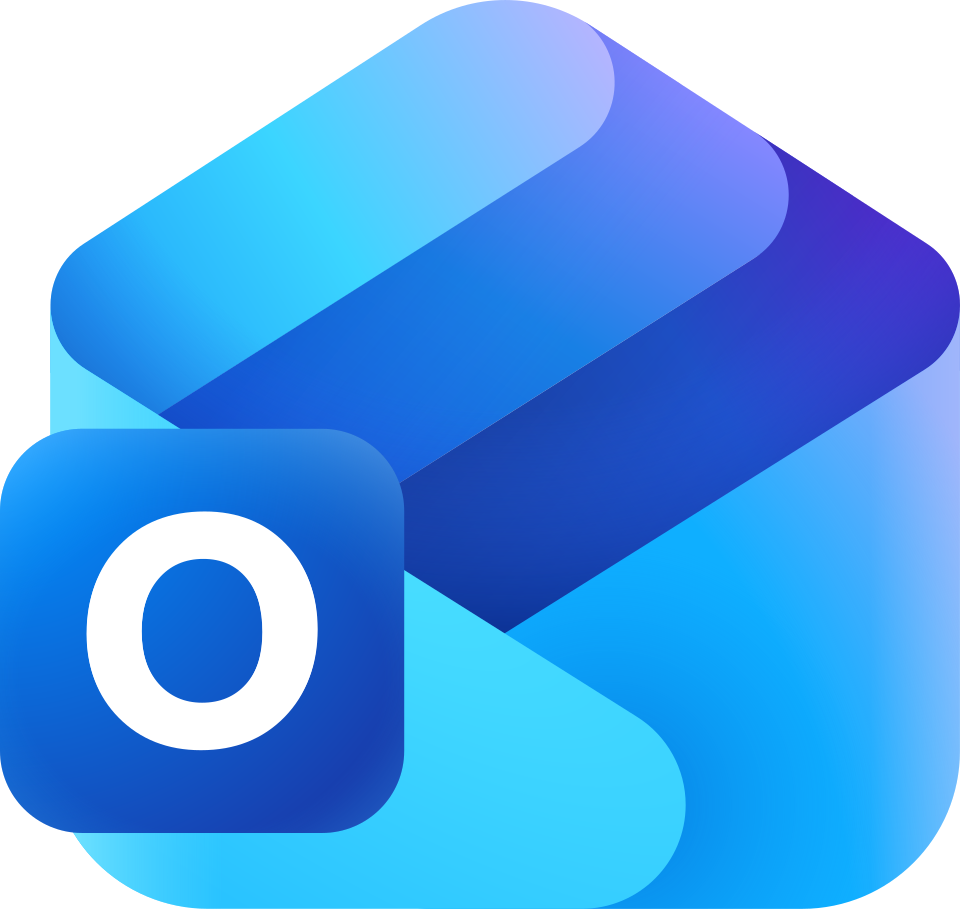 Outlook email app logo: Blue envelope shape with a dark blue square containing a white