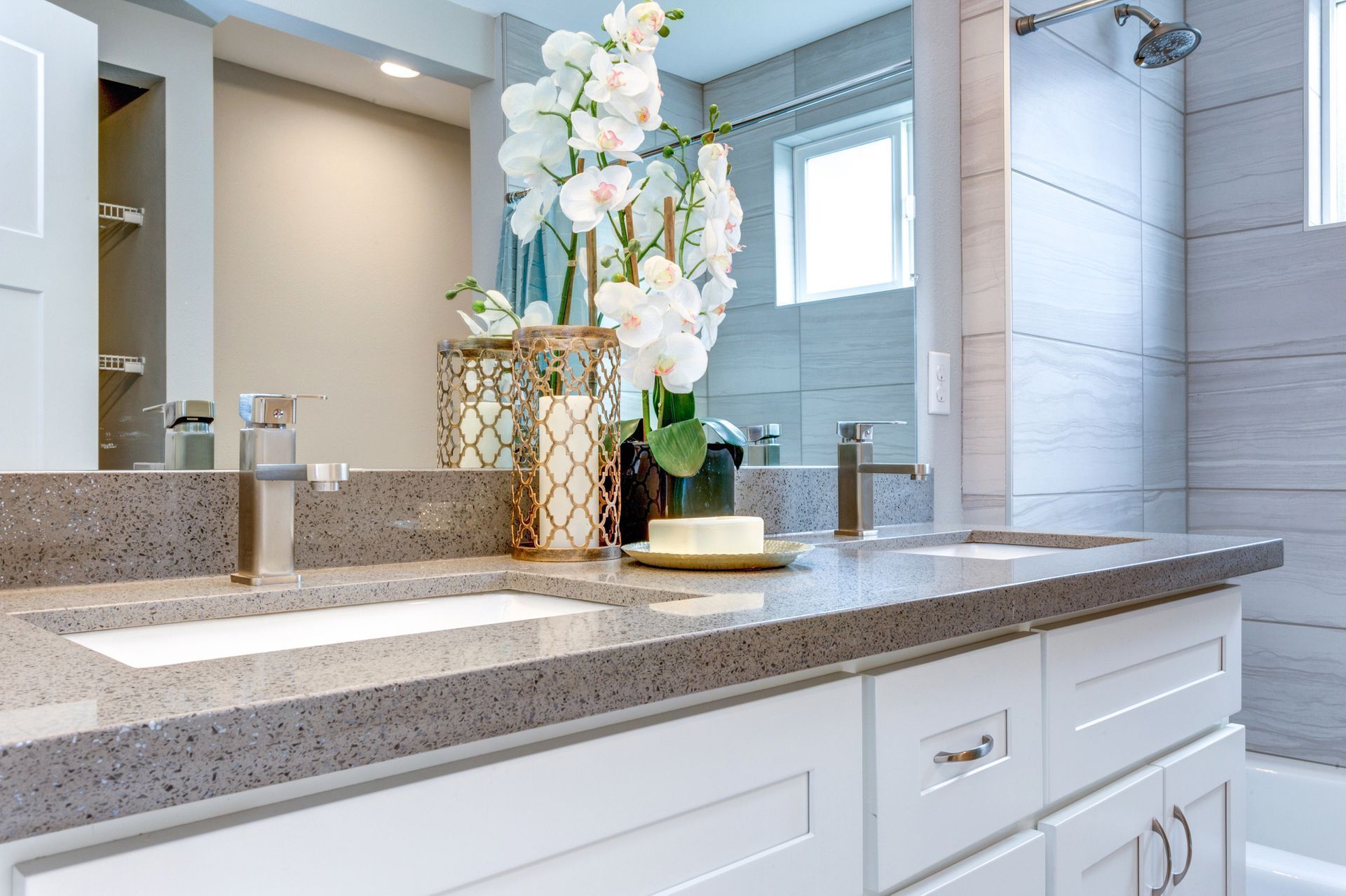 Modern double vanity sinks.