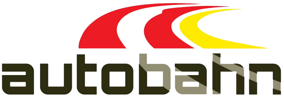 Autobahn logo in black with red and yellow speed lines above it