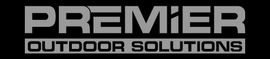 A grey logo on a black background reading "PREMIER" above the words "OUTDOOR SOLUTIONS" in a box.