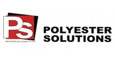 Logo for Polyester Solutions, featuring "PS" in white on red, black accents, and text "POLYESTER SOLUTIONS."