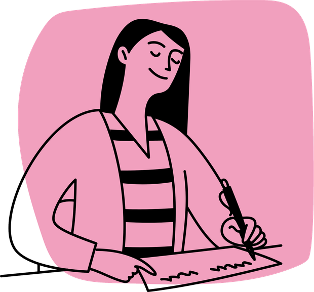 Image of Board Members What is Pride in Place? Illustration showing lady writing