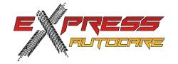 Express Autocare logo with red and yellow text and a stylized black-and-white X on white background