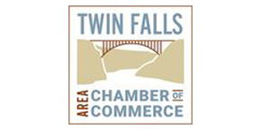 Twin Falls Area Chamber of Commerce logo with bridge and beige mountain graphic