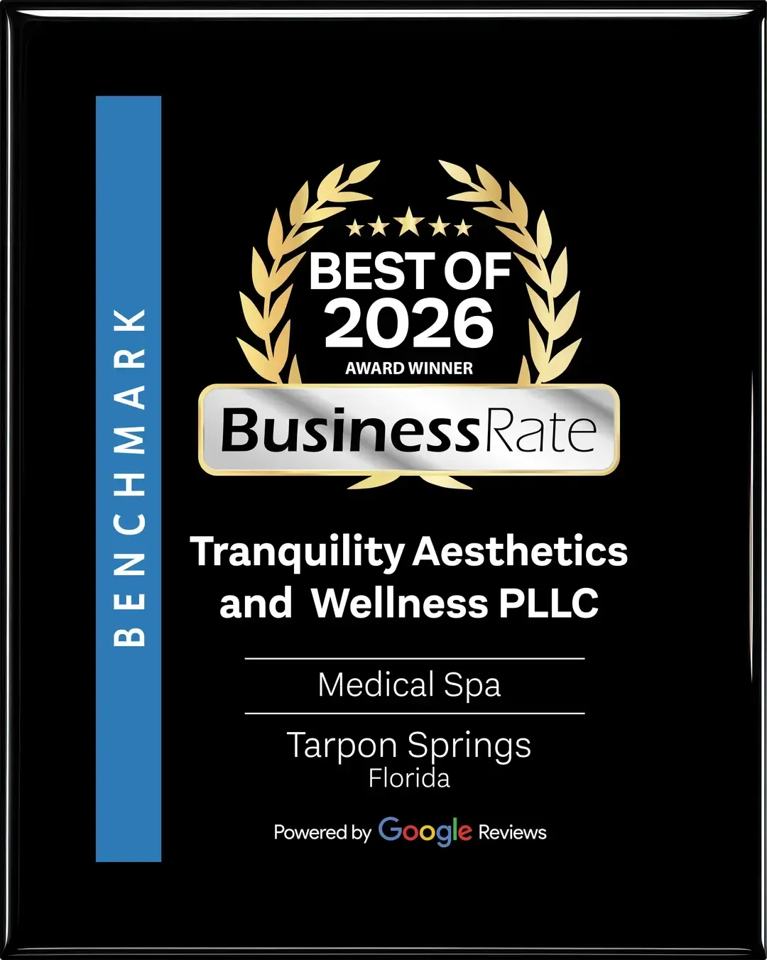 BusinessRate Best of 2026 award for Tranquility Aesthetics and Wellness PLLC, Medical Spa, Tarpon Springs, Florida